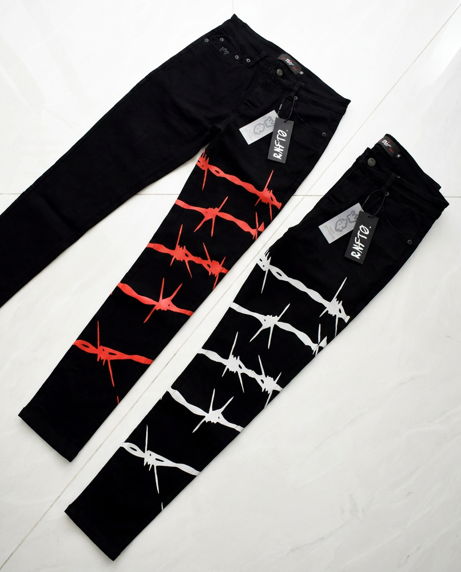 REFLXCTVE BARB WIRE SKINNY-FIT STRETCH JEANS