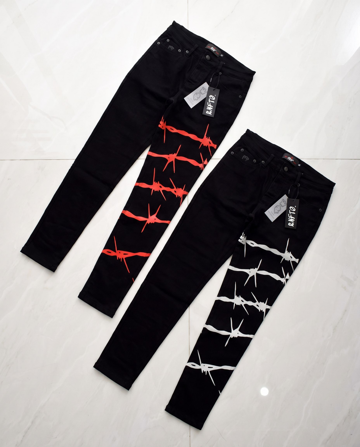 REFLXCTVE BARB WIRE SKINNY-FIT STRETCH JEANS